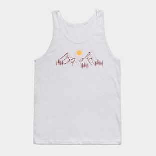 brown mountain yellow sun illustration Tank Top